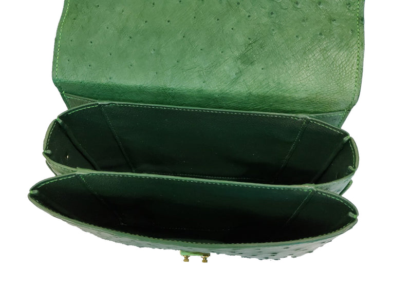 GREEN HANDMADE GENUINE OSTRICH BAG