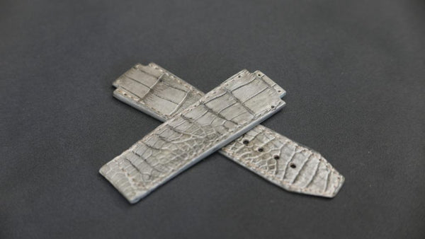 GREY CROCODILE BELLY LEATHER STRAP